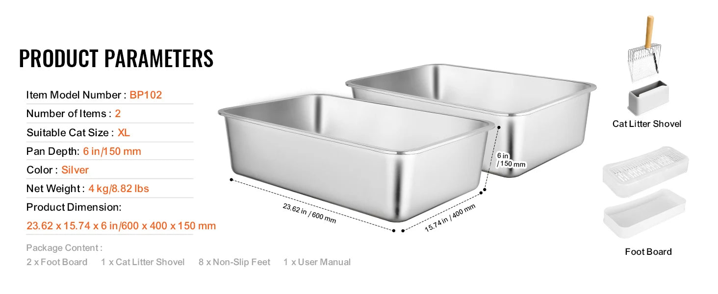PurrMetal Premium Stainless Steel Litter Box
