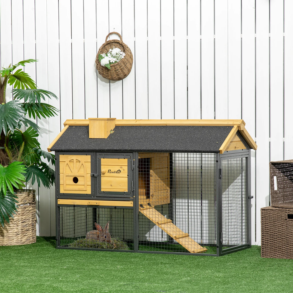 BunnyHaven Deluxe Wooden Rabbit Hutch