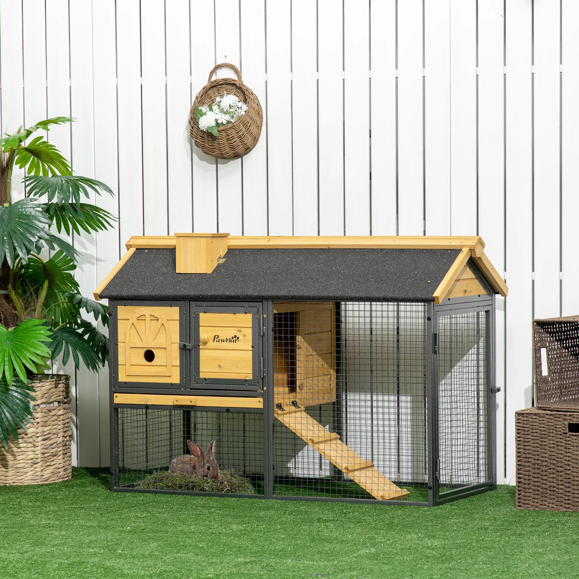 BunnyHaven Deluxe Wooden Rabbit Hutch