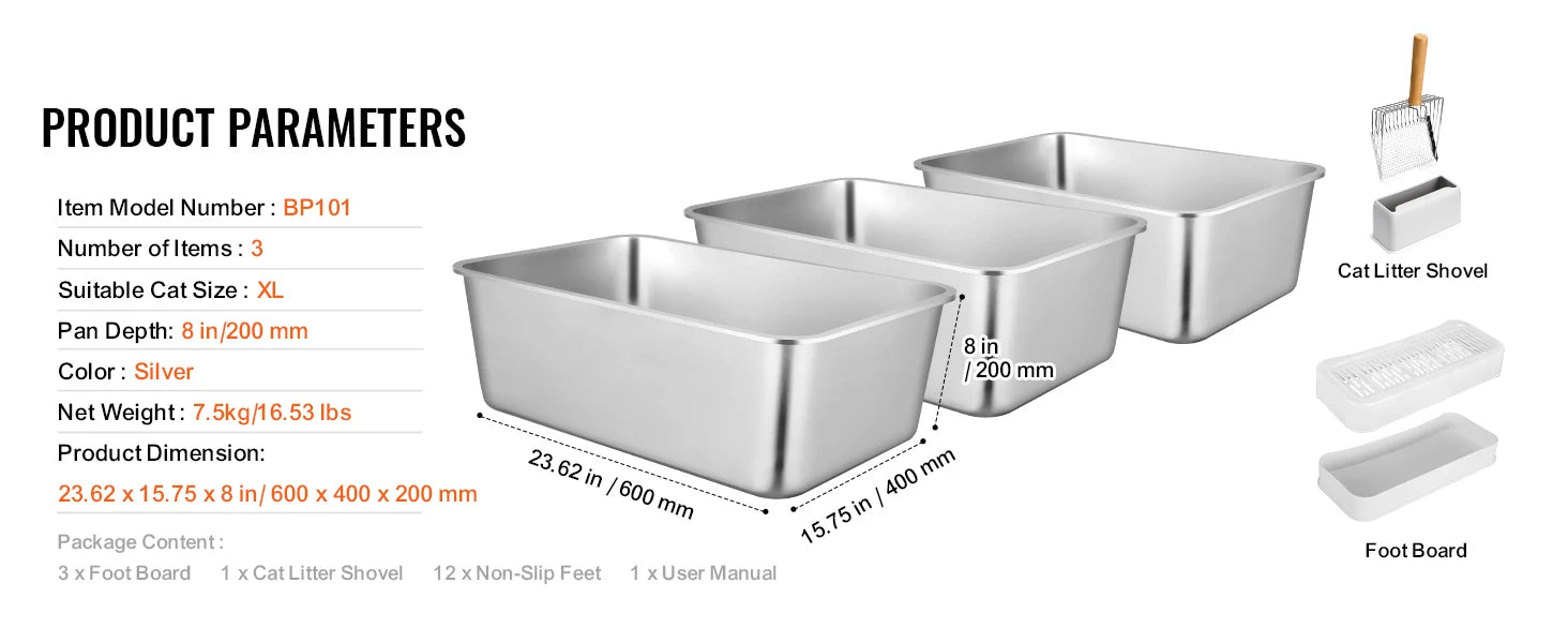 PurrMetal Premium Stainless Steel Litter Box