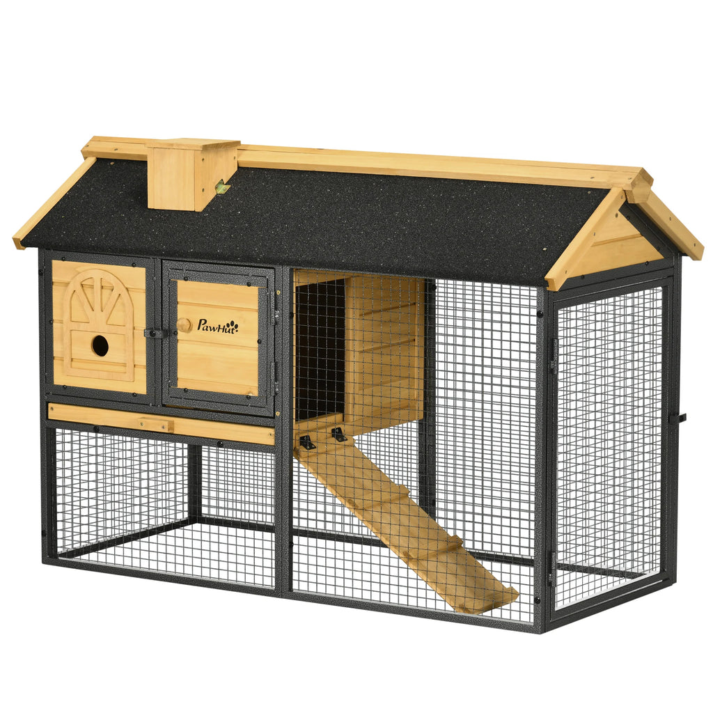 BunnyHaven Deluxe Wooden Rabbit Hutch